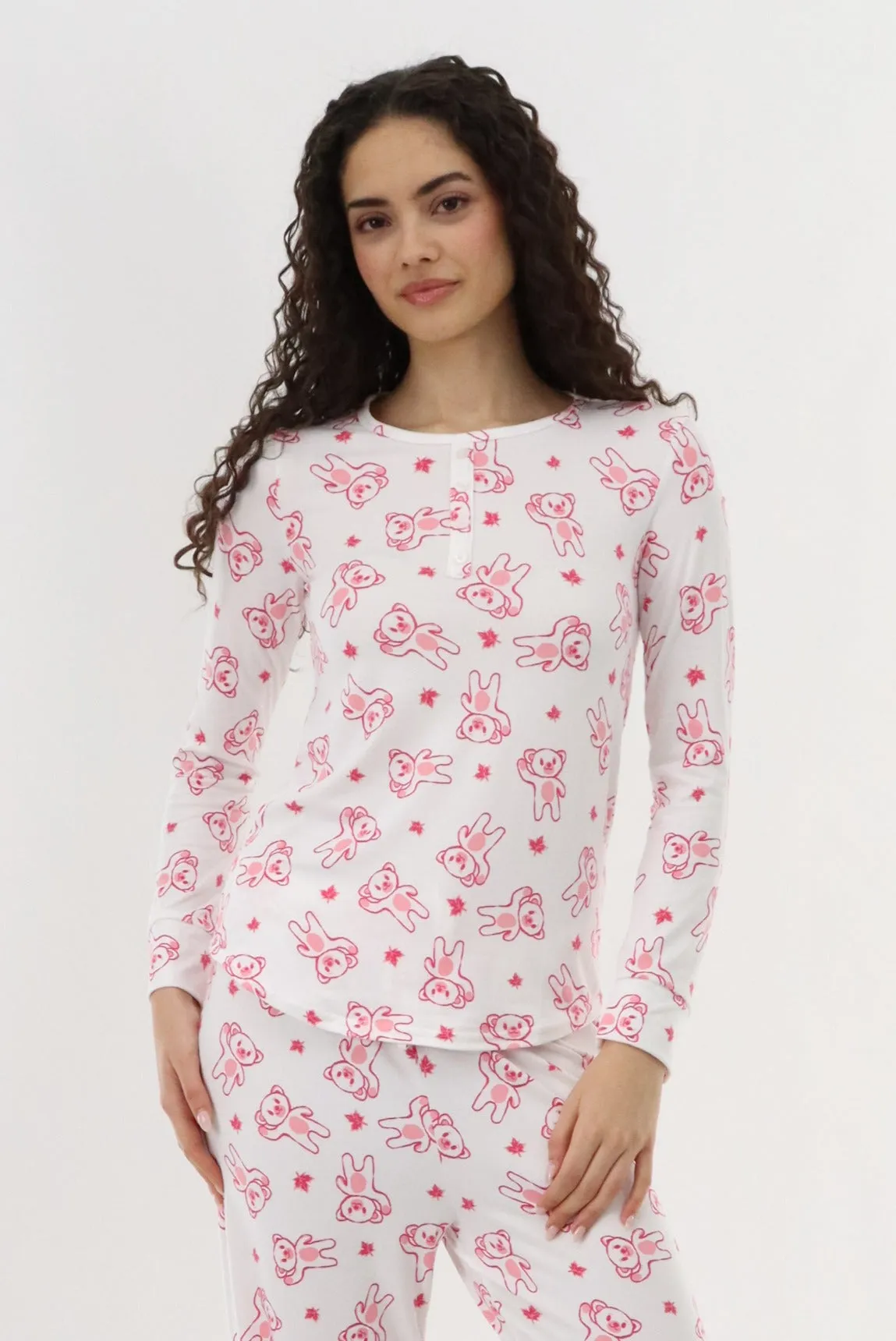 Teddy Bear Printed Pajama Top - White sold by Fairweather