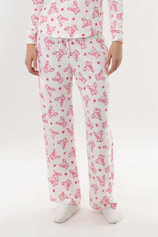 Canada Weather Gear Long Printed Pajama Pants - White sold by Fairweather