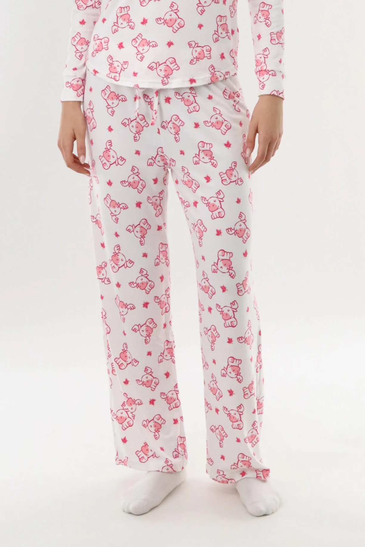 Long Printed Pajama Pants - White sold by Fairweather