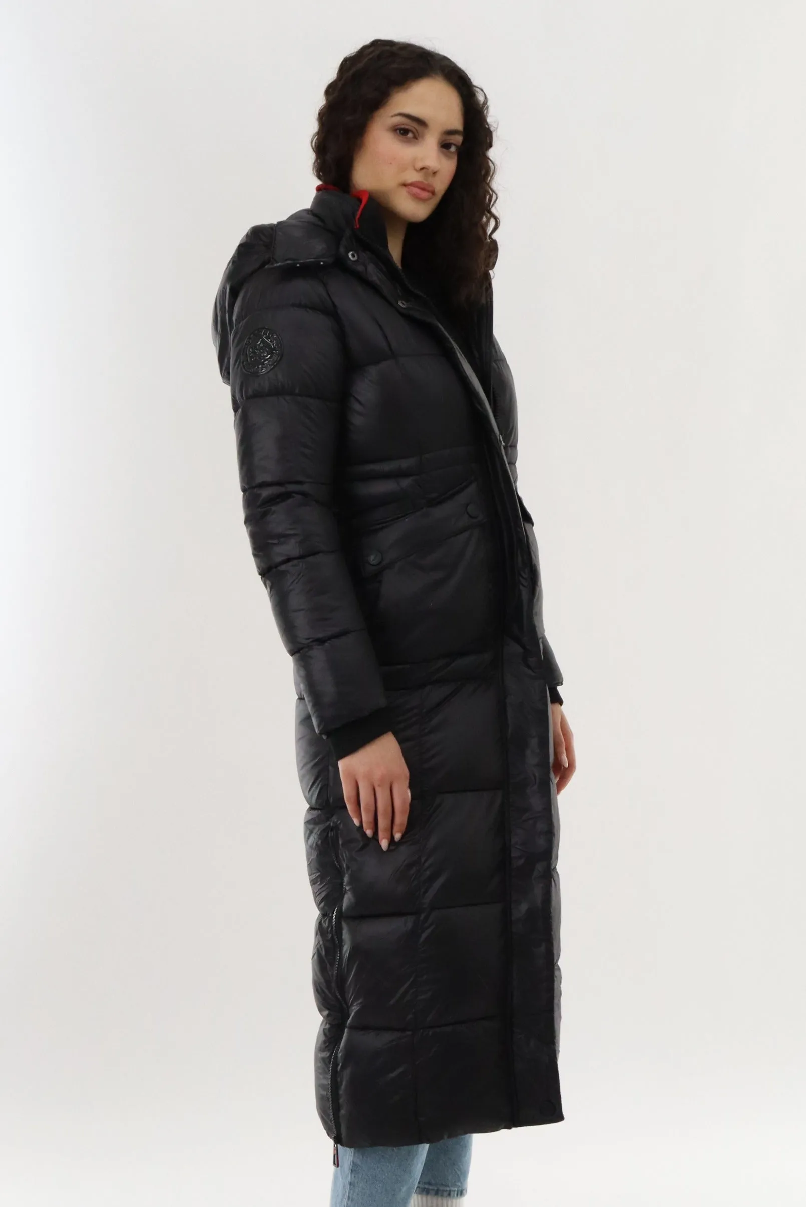 Long Shiny Quilted Parka Jacket - Black sold by Fairweather product image thumbnail 2