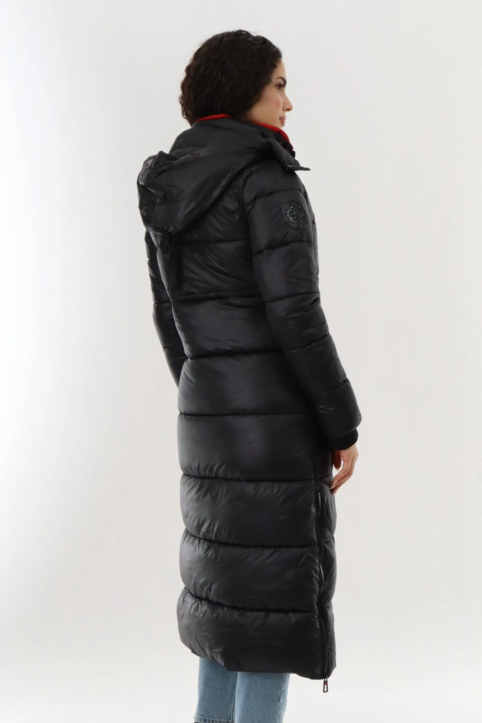 Long Shiny Quilted Parka Jacket - Black sold by Fairweather product image thumbnail 3