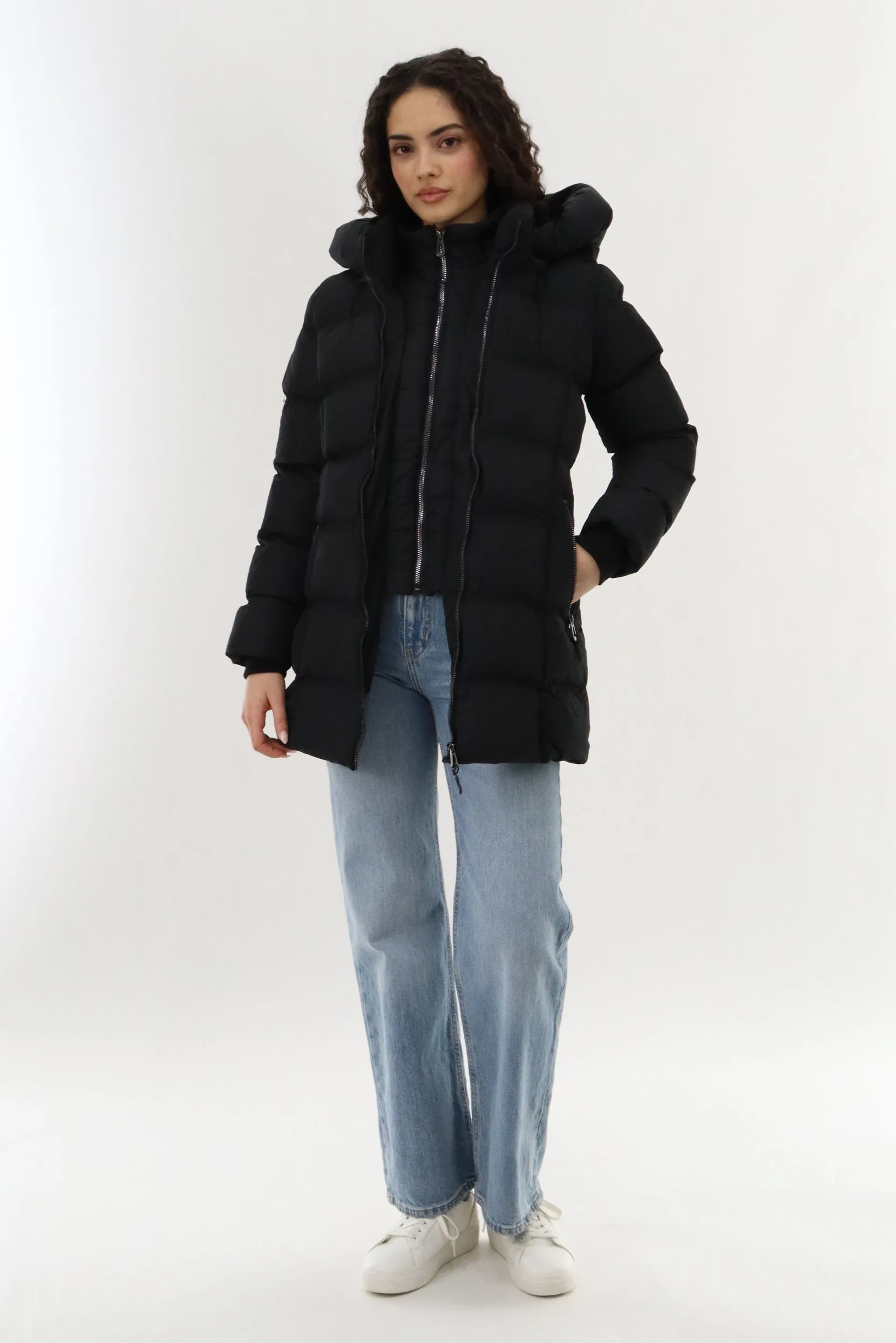 Canada Weather Gear Double Zip Hooded Parka Jacket - Black sold by Fairweather product image thumbnail 5