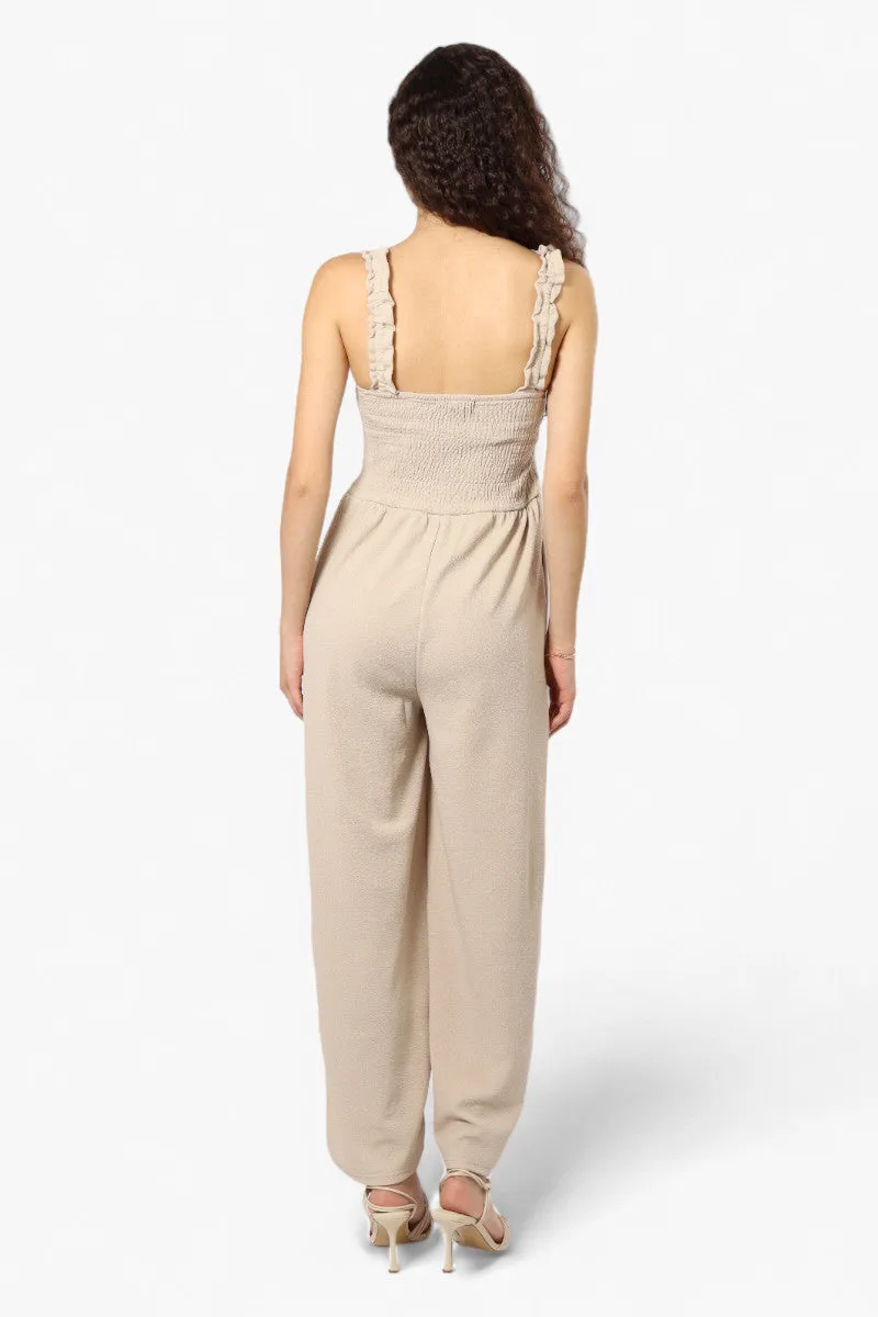 Impress Solid Smocked Top Jumpsuit - Cream sold by Fairweather product image thumbnail 4