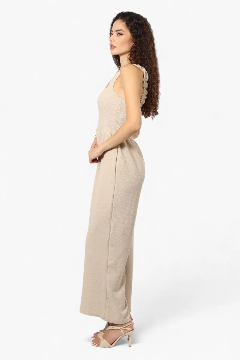 Impress Solid Smocked Top Jumpsuit - Cream sold by Fairweather product image thumbnail 3