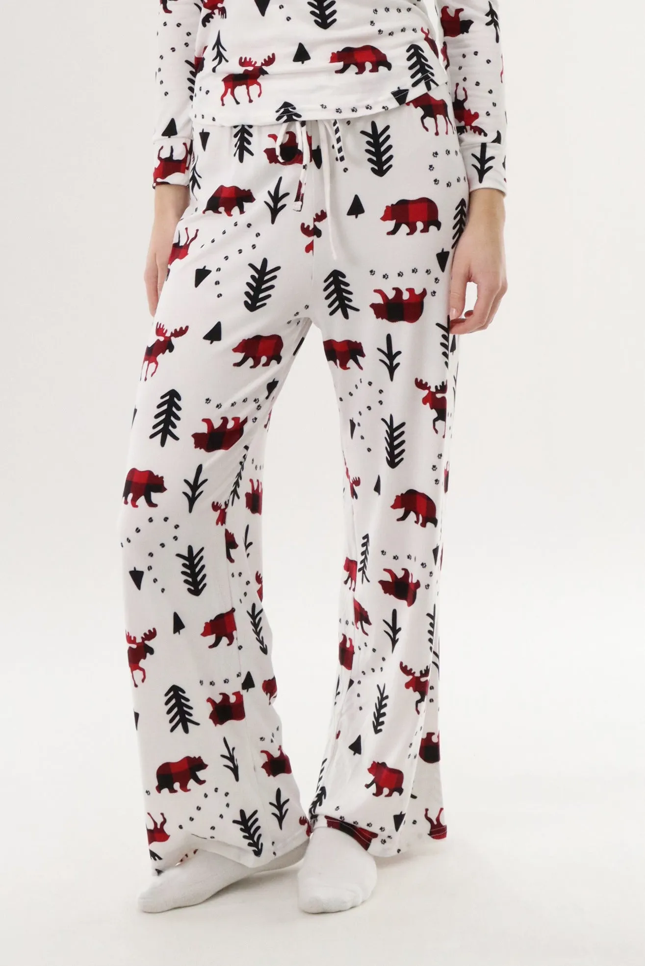 Canada Weather Gear Wide Leg Festive Pajama Pants - White sold by Fairweather