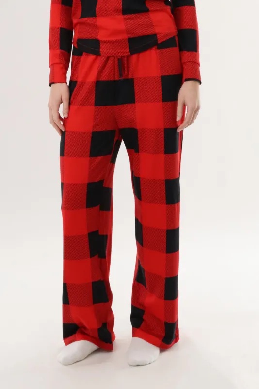 Canada Weather Gear Wide Leg Plaid Pajama Pants - Red made by Fairweather