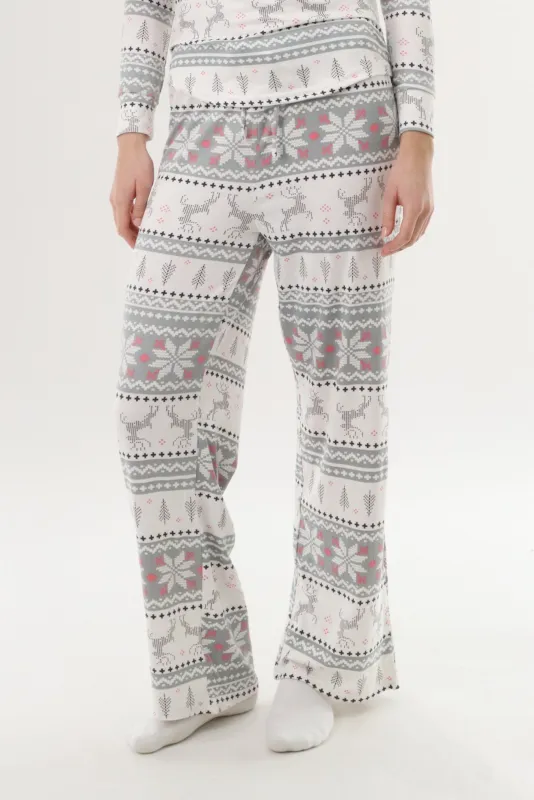 Canada Weather Gear Wide Leg Festive Pajama Pants - Grey sold by Fairweather