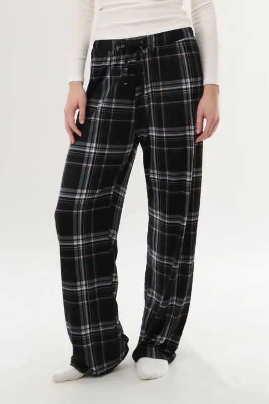 Canada Weather Gear Wide Leg Plaid Pajama Pants - Black sold by Fairweather