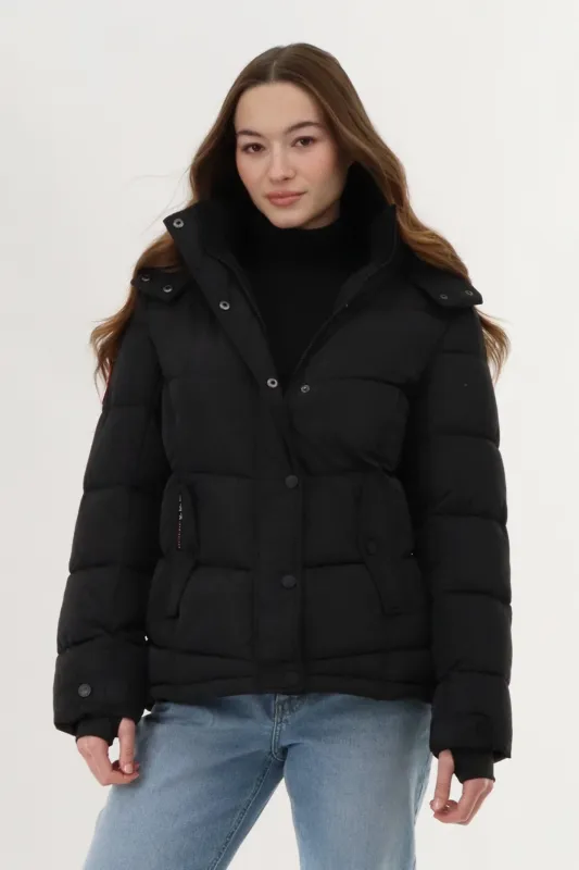 Hooded Puffer Bomber Jacket - Black made by Fairweather