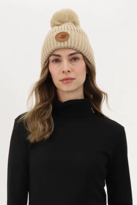 Canada Weather Gear Gloves and Pom Pom Hat - Taupe sold by Fairweather