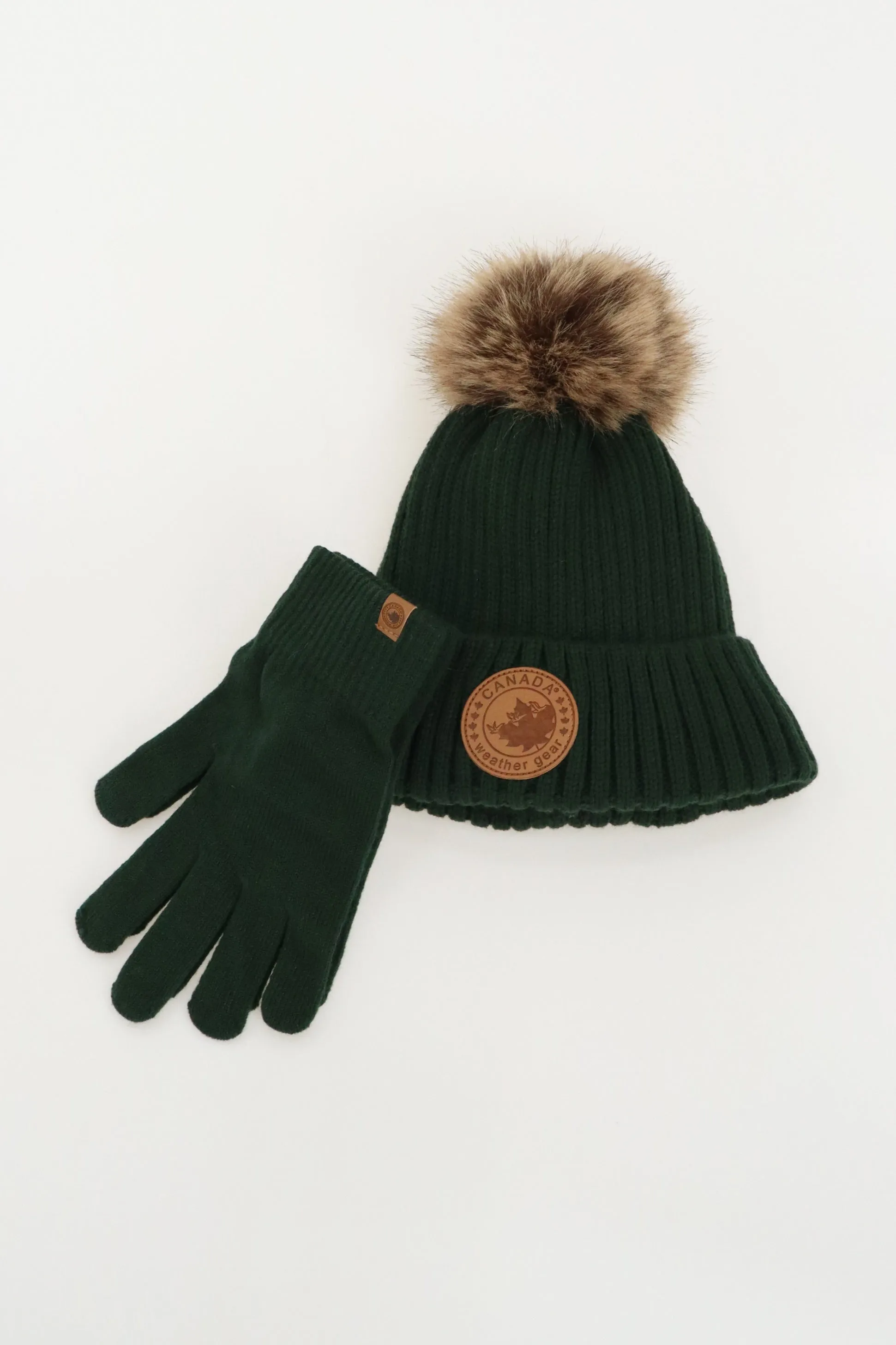 Canada Weather Gear Gloves and Pom Pom Hat - Green sold by Fairweather product image thumbnail 4