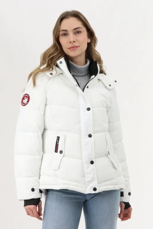 Canada Weather Gear Short Puffer Bomber Jacket - White sold by Fairweather