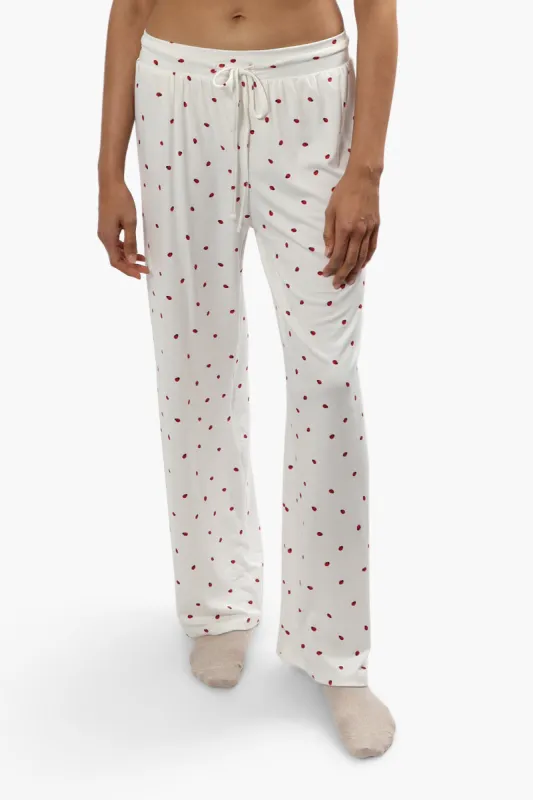 Cuddly Canuckies Ladybug Print Pajama Pants - White sold by Fairweather