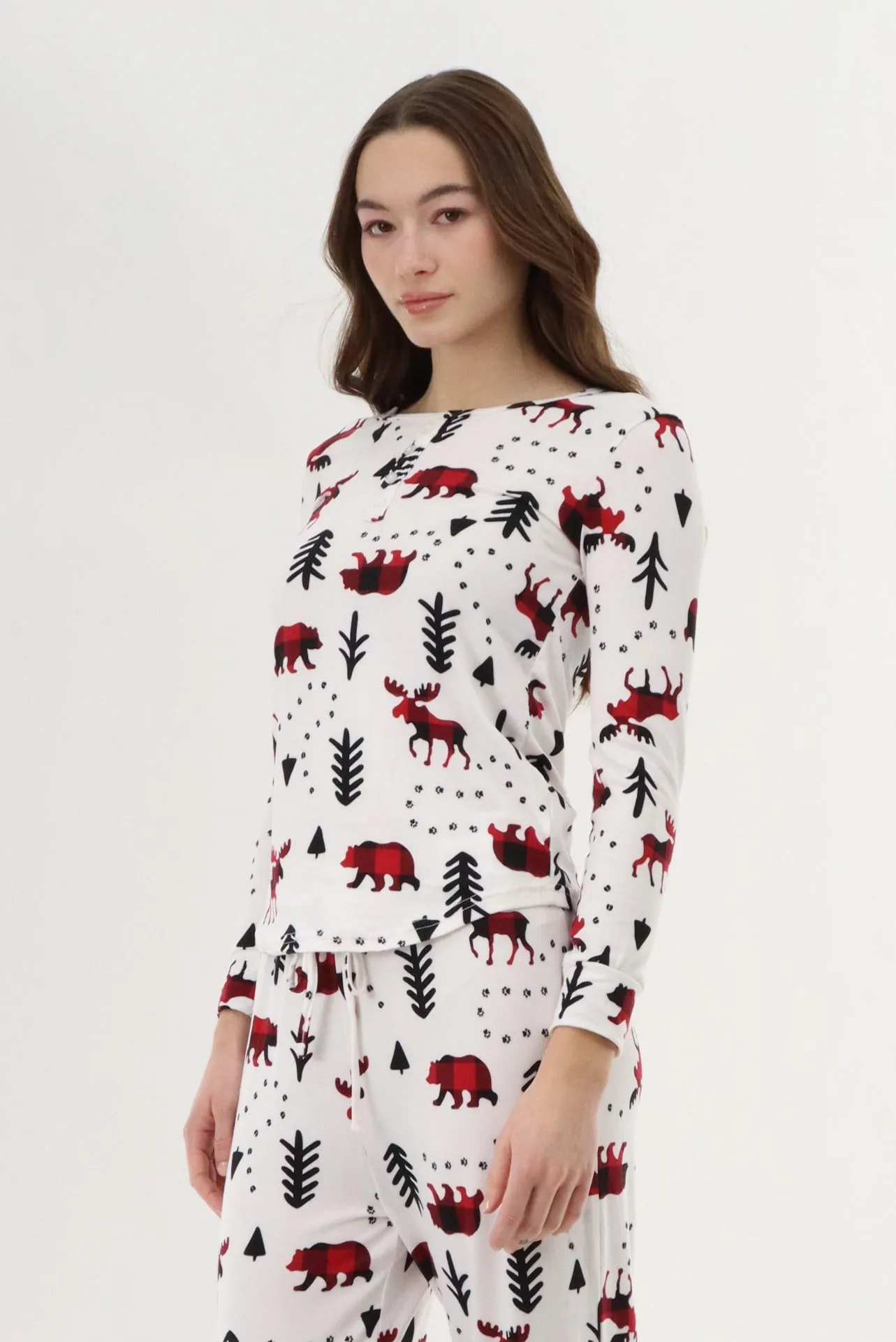 Long Sleeve Festive Pajama Top - White sold by Fairweather product image thumbnail 2
