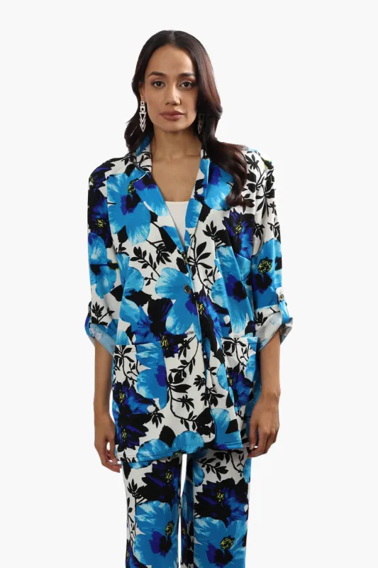 Impress Floral 2 Button Blazer - Blue sold by Fairweather