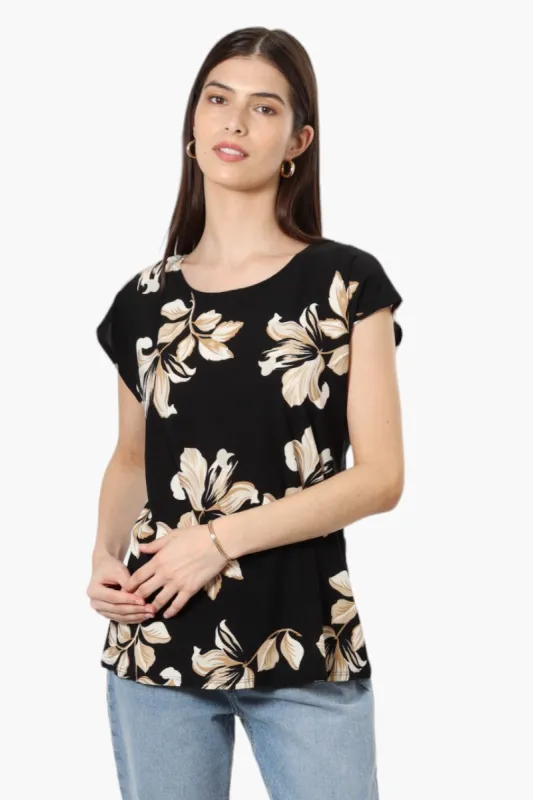 Impress Floral Cap Sleeve Blouse - Black sold by Fairweather