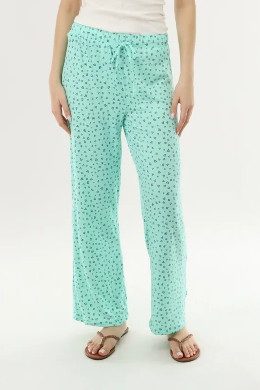Canada Weather Gear Heart Print Long Pajama Pants - Mint sold by Fairweather