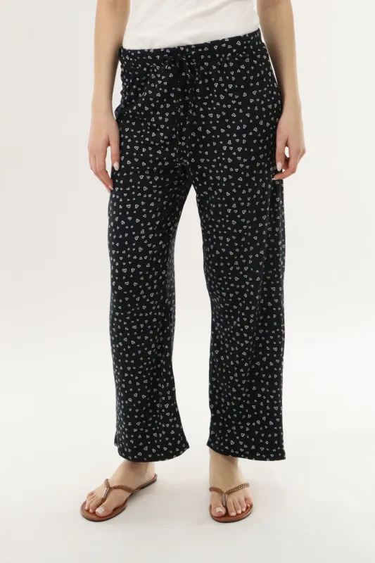 Canada Weather Gear Heart Print Long Pajama Pants - Black made by Fairweather