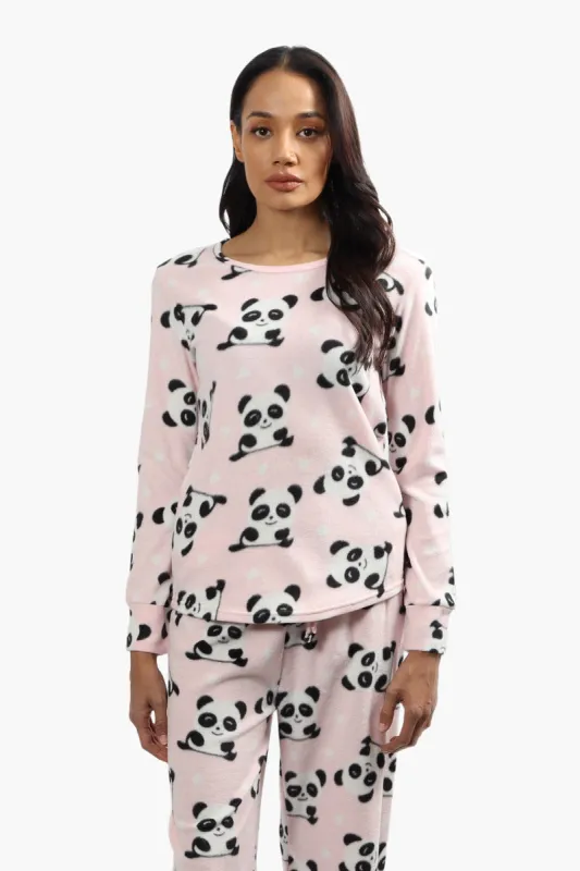 Cuddly Canuckies Plush Panda Print Pajama Top - Pink sold by Fairweather