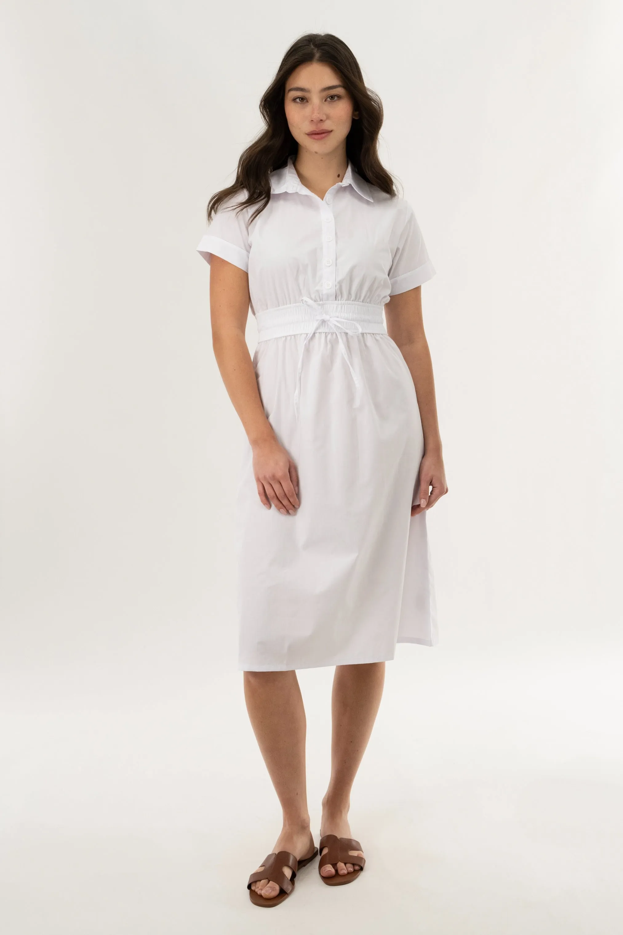 Smocked Waist Midi Dress - White sold by Fairweather product image thumbnail 5