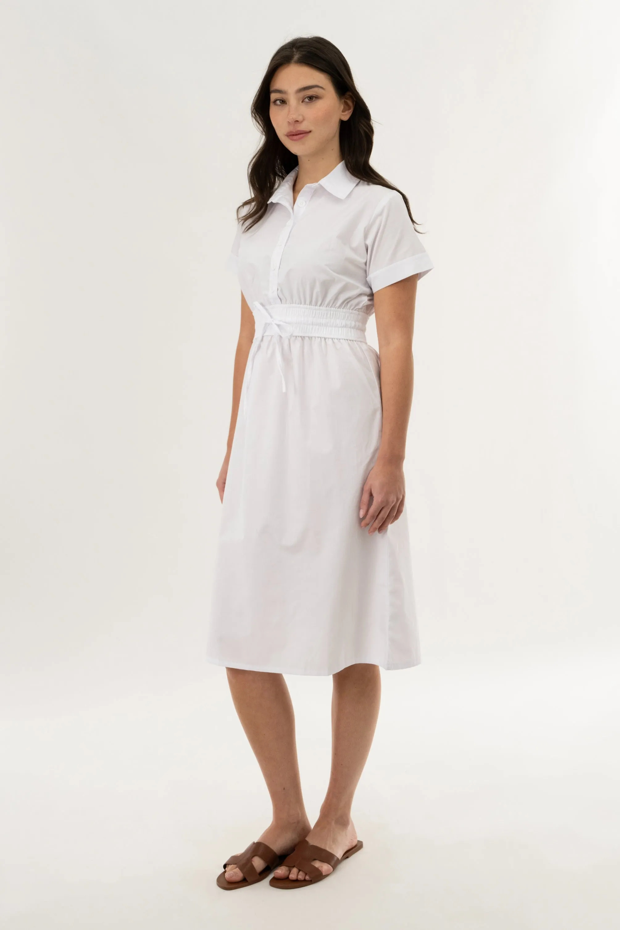 Smocked Waist Midi Dress - White sold by Fairweather product image thumbnail 2