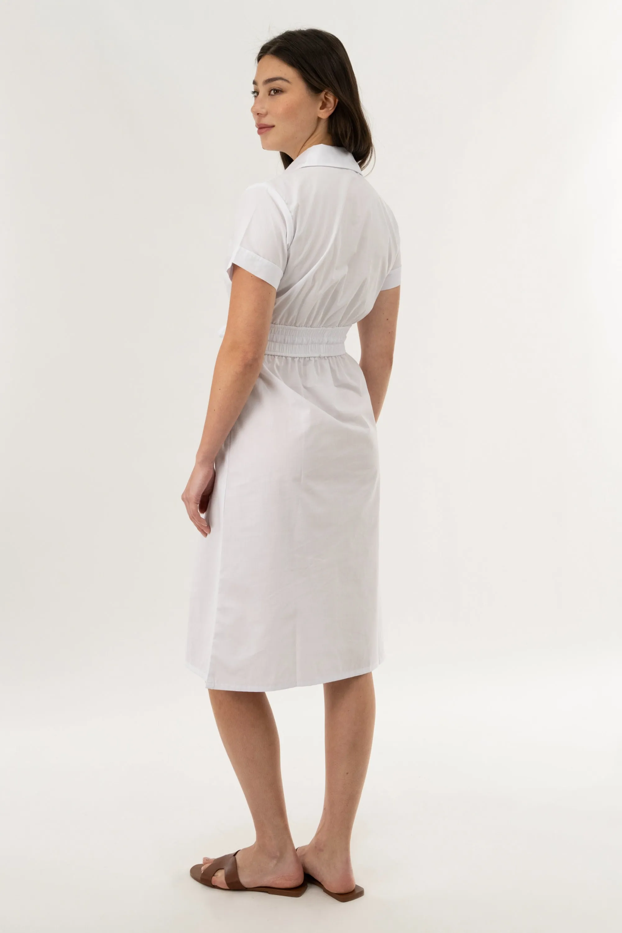 Smocked Waist Midi Dress - White sold by Fairweather product image thumbnail 3