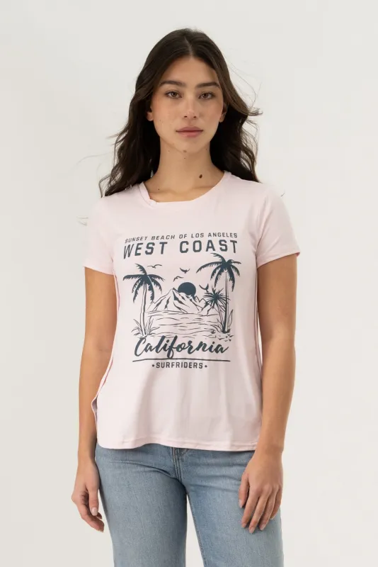 Crewneck California Tee - Pink made by Fairweather