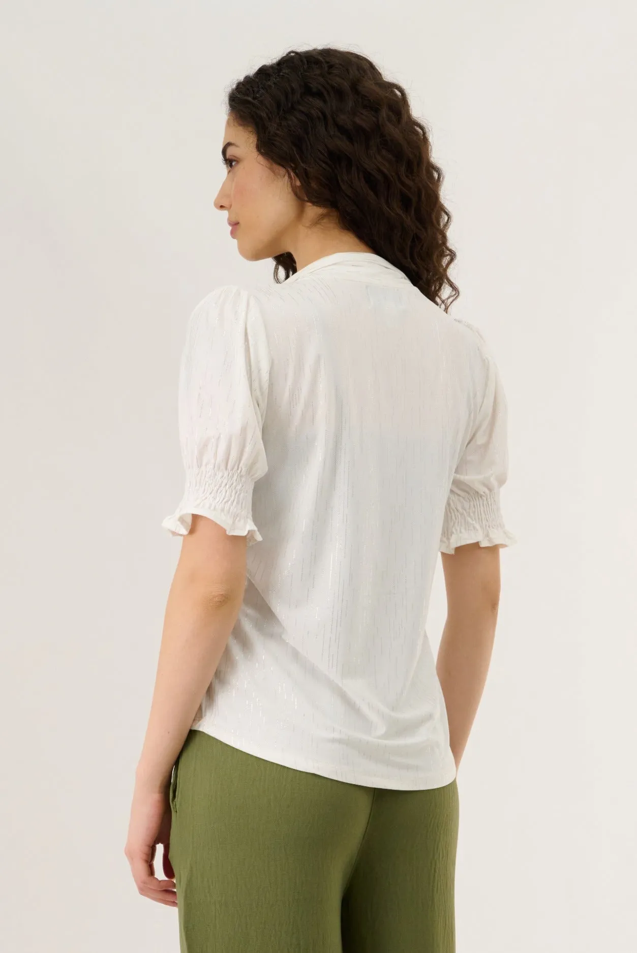 Smocked Sleeve Blouse - White sold by Fairweather product image thumbnail 3