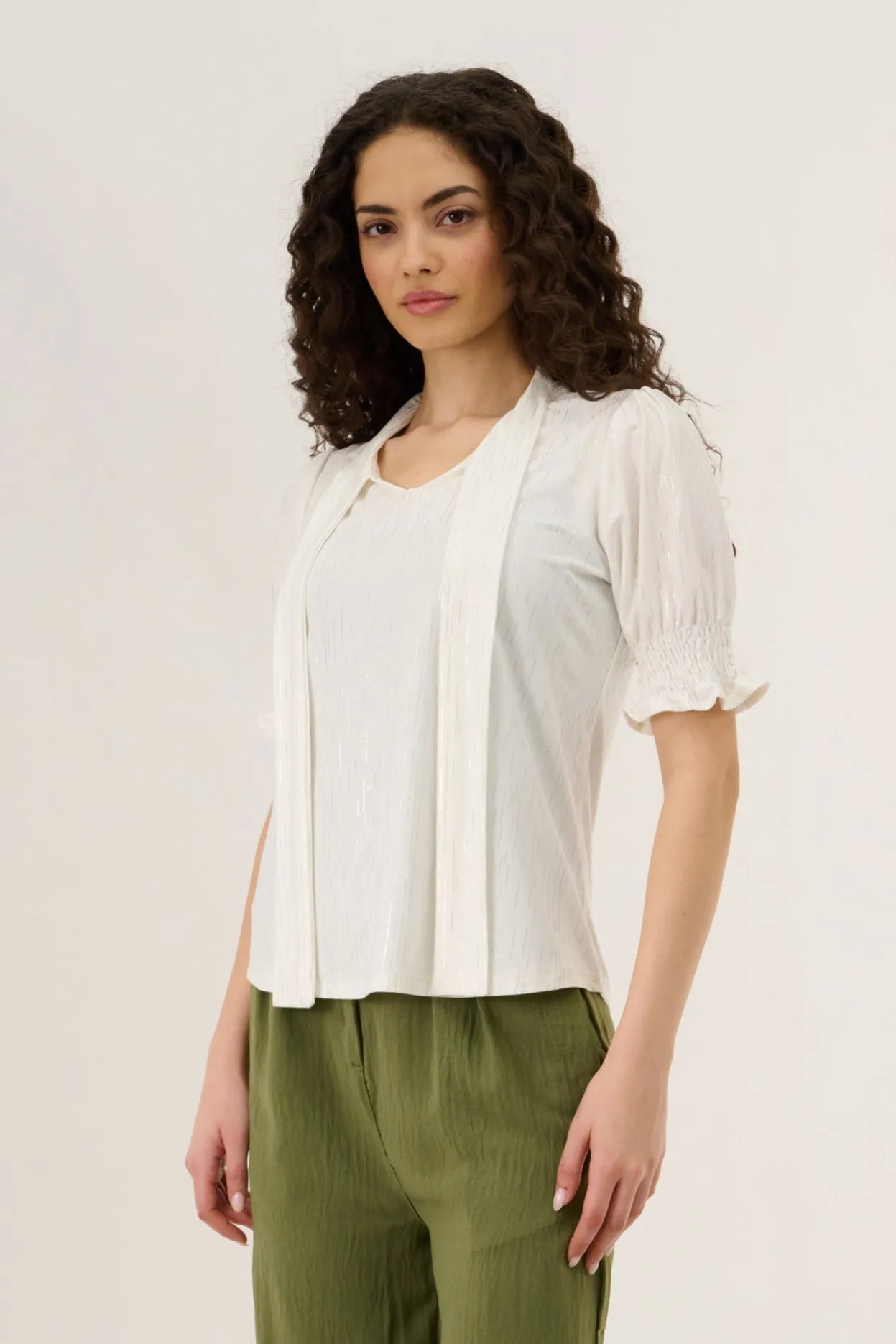 Smocked Sleeve Blouse - White sold by Fairweather product image thumbnail 2