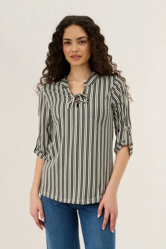 Tie Up Blouse - Black made by Fairweather