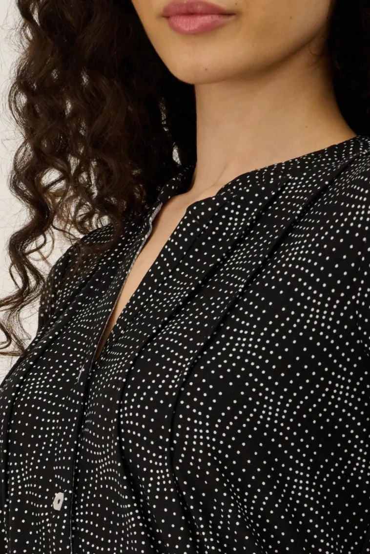 V Neck Pleated Button Dress - Black sold by Fairweather product image thumbnail 4