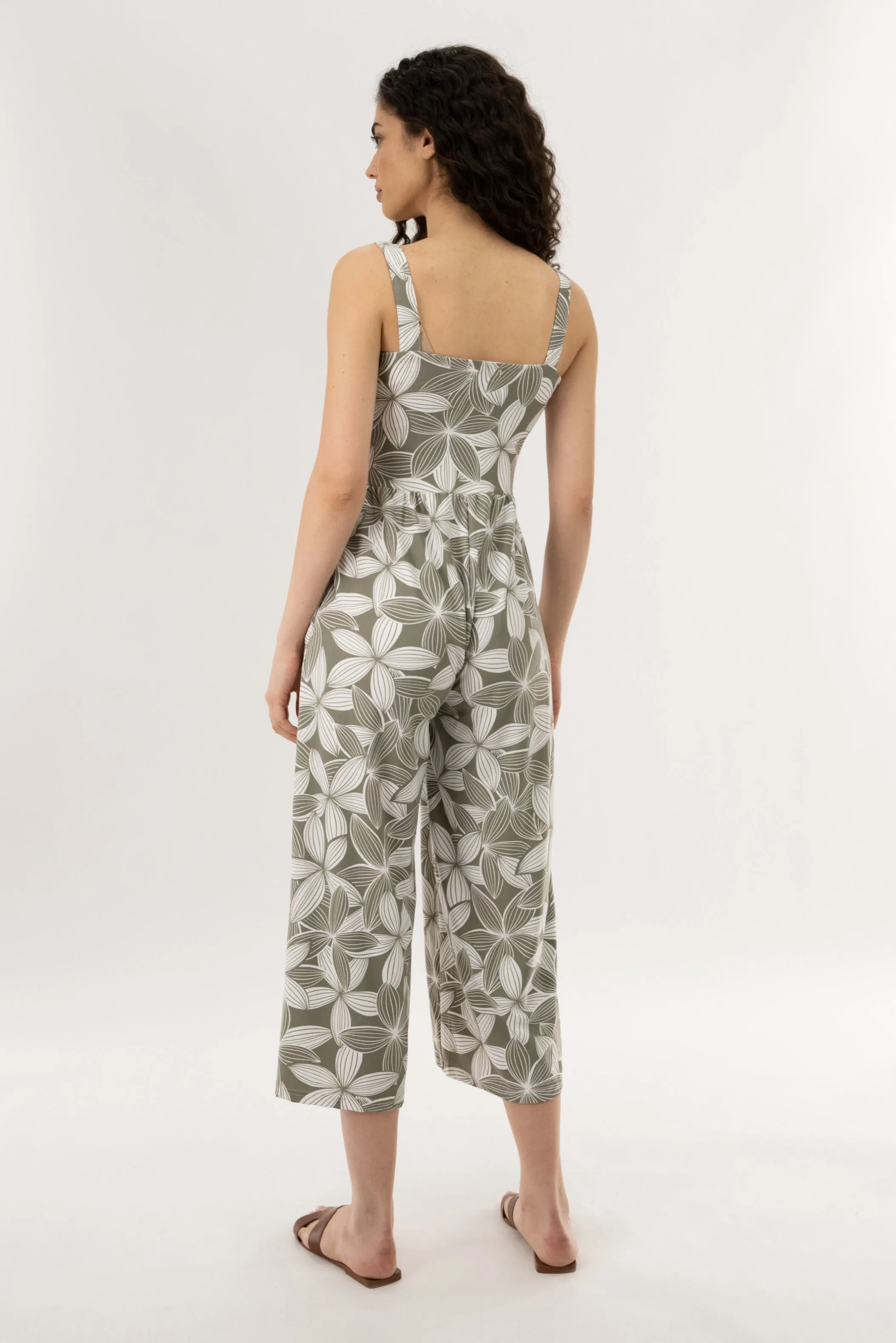 Wide Leg Cropped Jumpsuit - Olive sold by Fairweather product image thumbnail 3