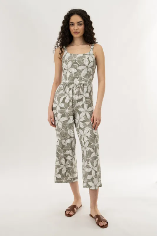 Wide Leg Cropped Jumpsuit - Olive made by Fairweather