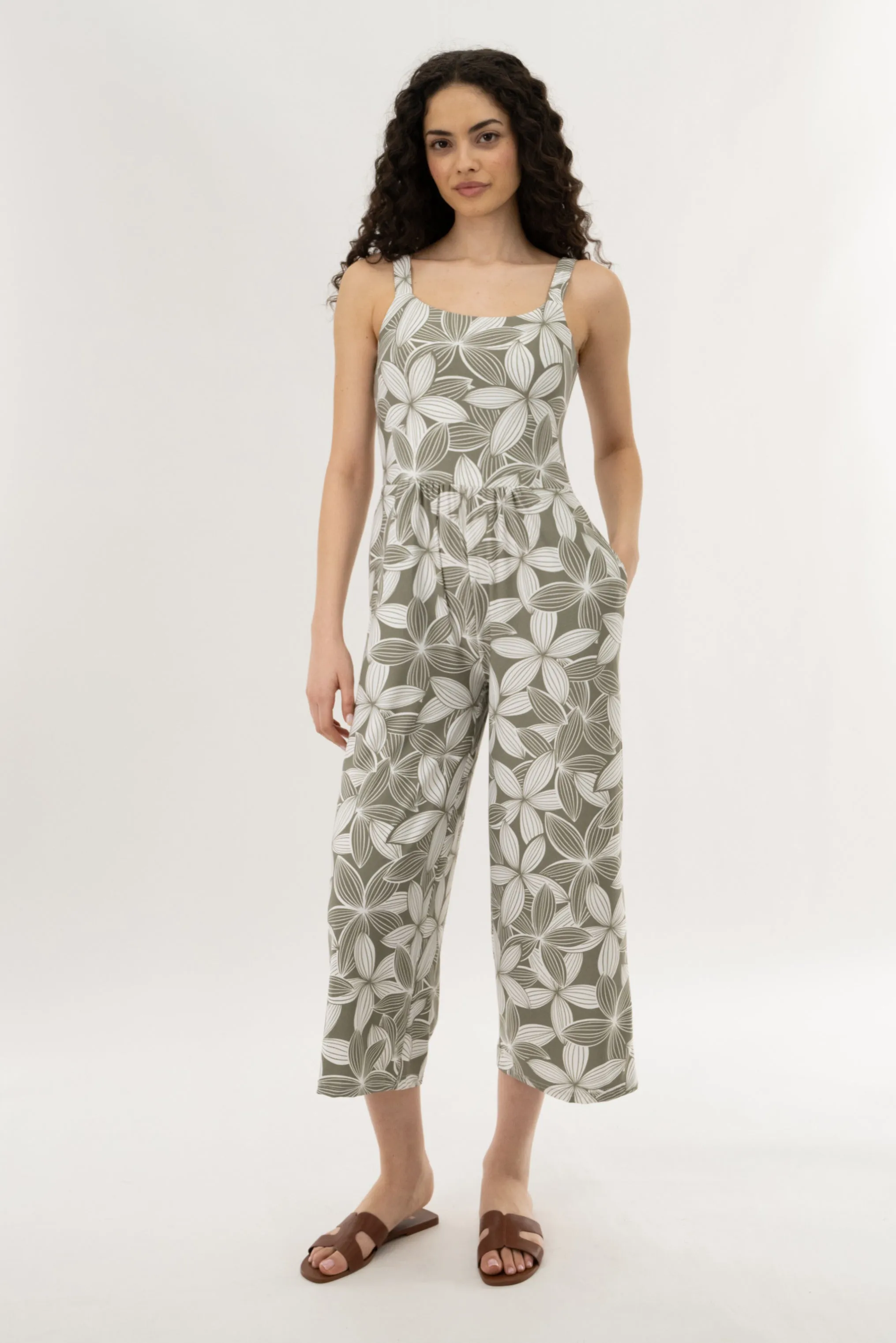 Wide Leg Cropped Jumpsuit - Olive sold by Fairweather product image thumbnail 5