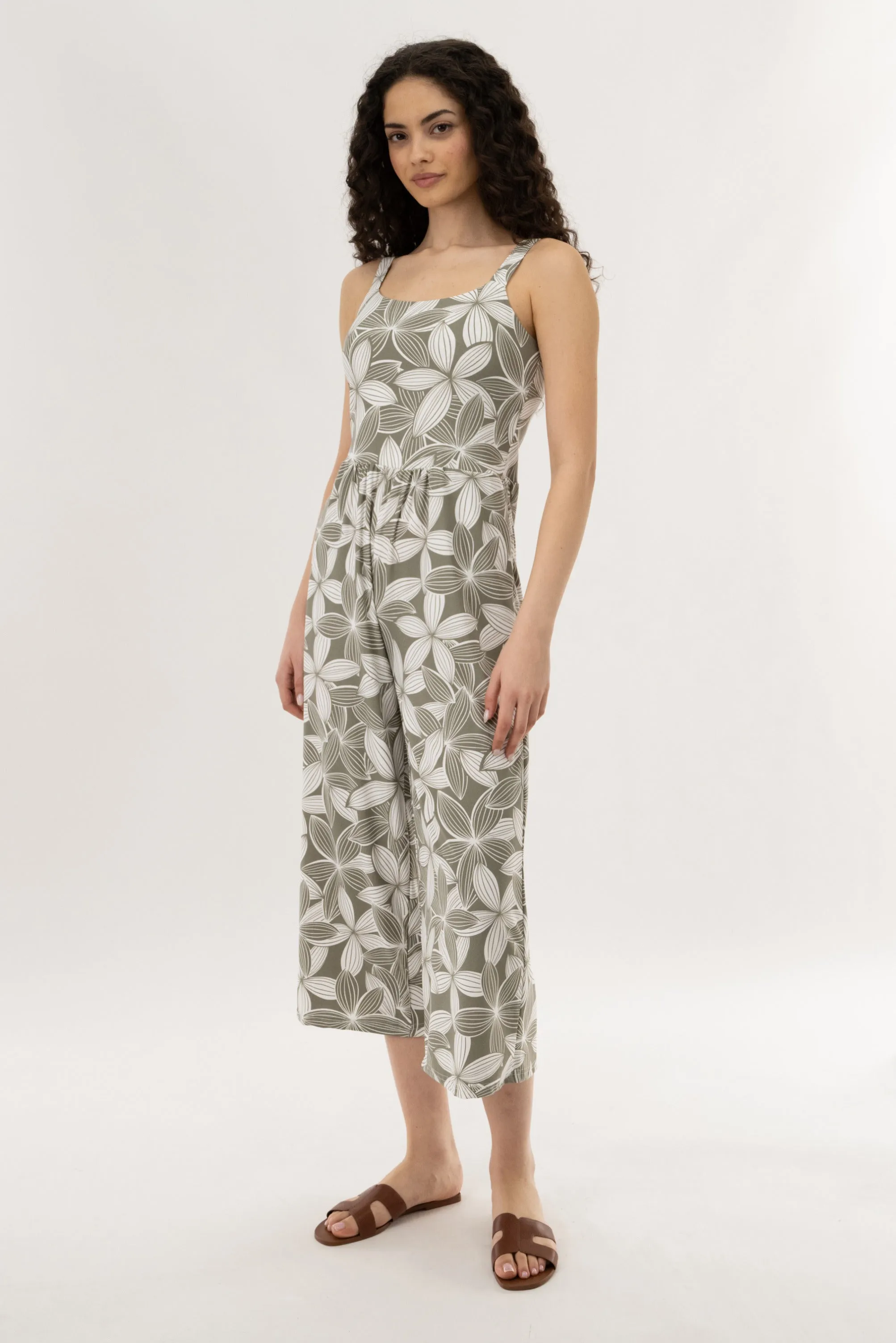 Wide Leg Cropped Jumpsuit - Olive sold by Fairweather product image thumbnail 2