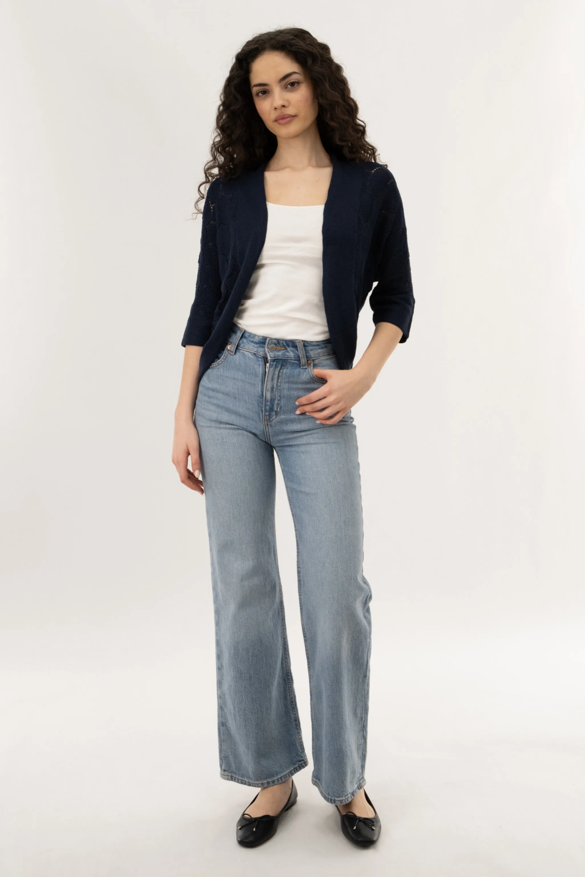3/4 Sleeve Shrug Cardigan - Navy sold by Fairweather product image thumbnail 5