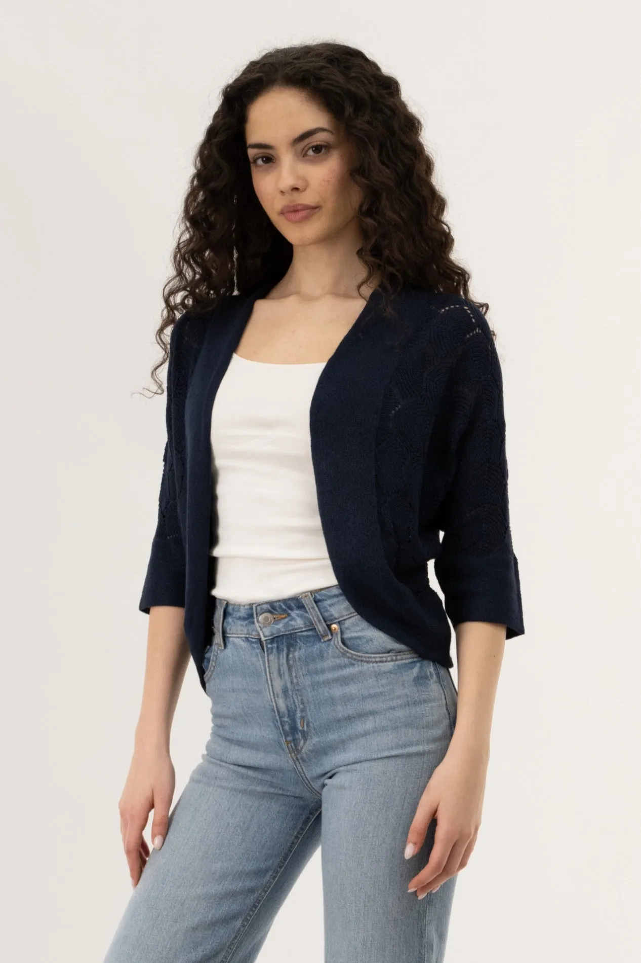 3/4 Sleeve Shrug Cardigan - Navy sold by Fairweather product image thumbnail 2