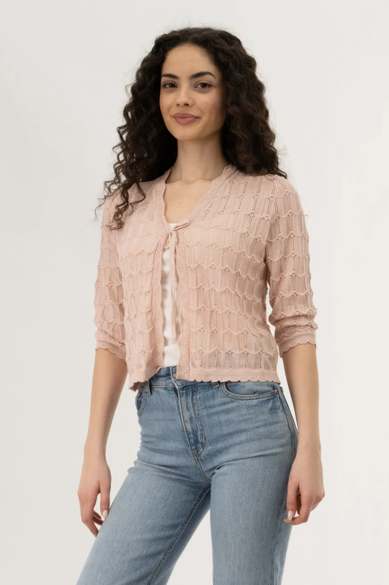 Front Tie Shrug Cardigan - Blush sold by Fairweather product image thumbnail 2