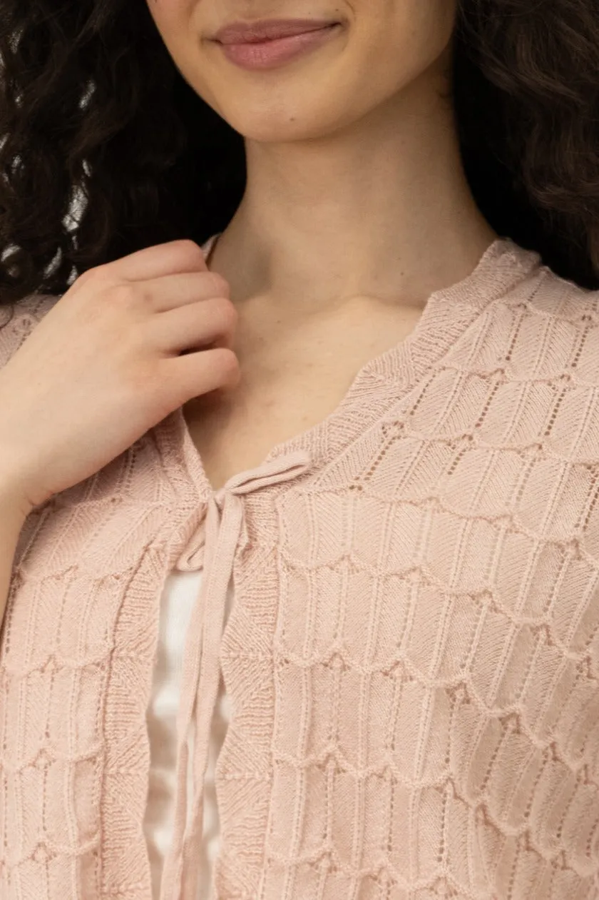 Front Tie Shrug Cardigan - Blush sold by Fairweather product image thumbnail 4
