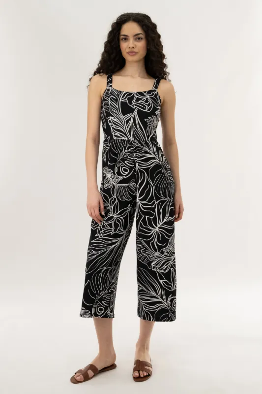 Wide Leg Cropped Jumpsuit - Black made by Fairweather