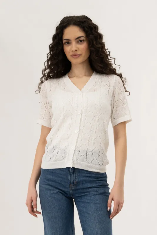Button Down Cardigan - White made by Fairweather