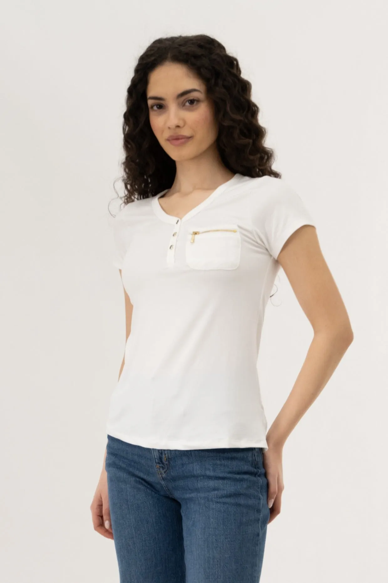 Henley With Zipper Tee - White sold by Fairweather product image thumbnail 2