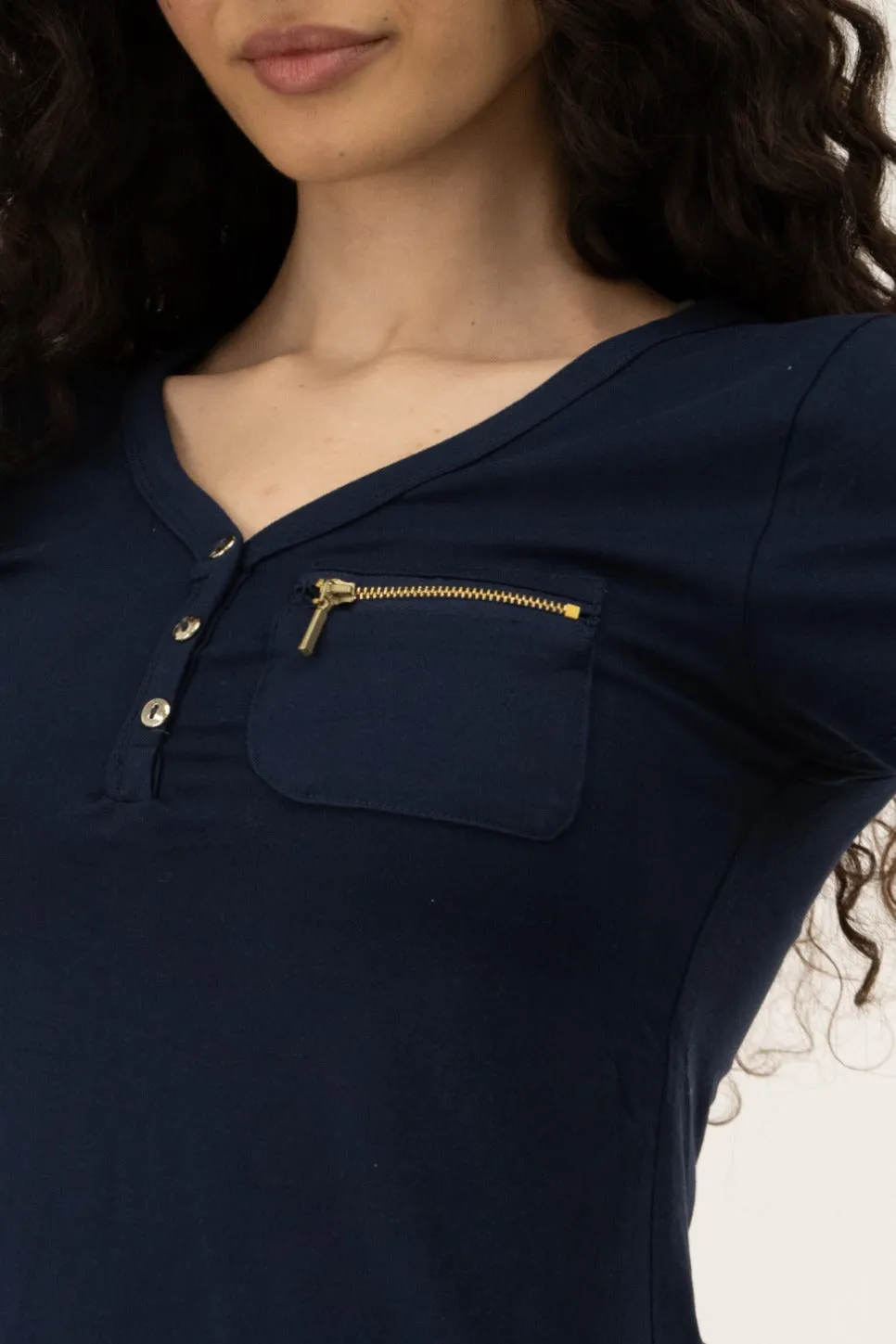Henley With Zipper Tee - Navy sold by Fairweather product image thumbnail 4