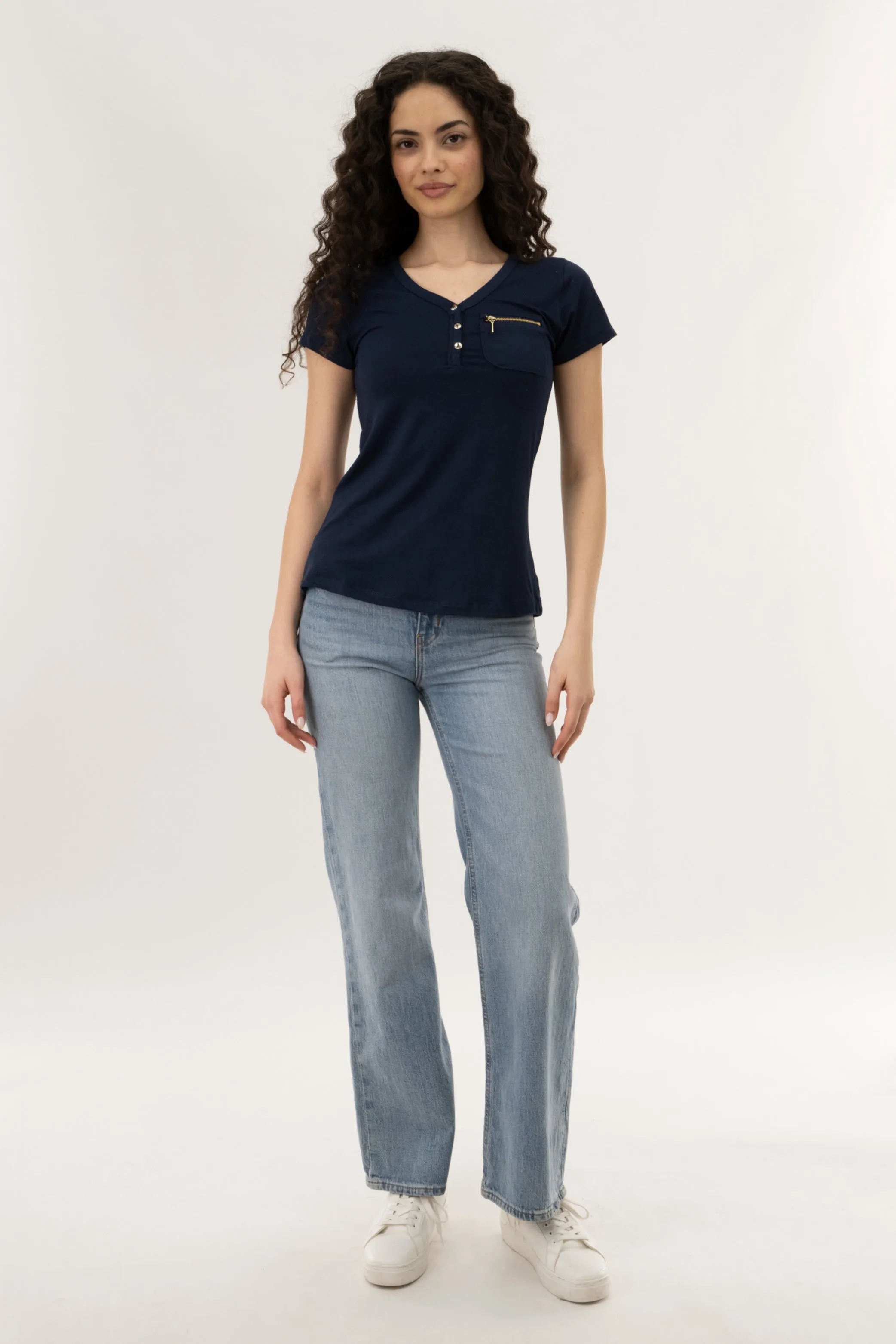 Henley With Zipper Tee - Navy sold by Fairweather product image thumbnail 5