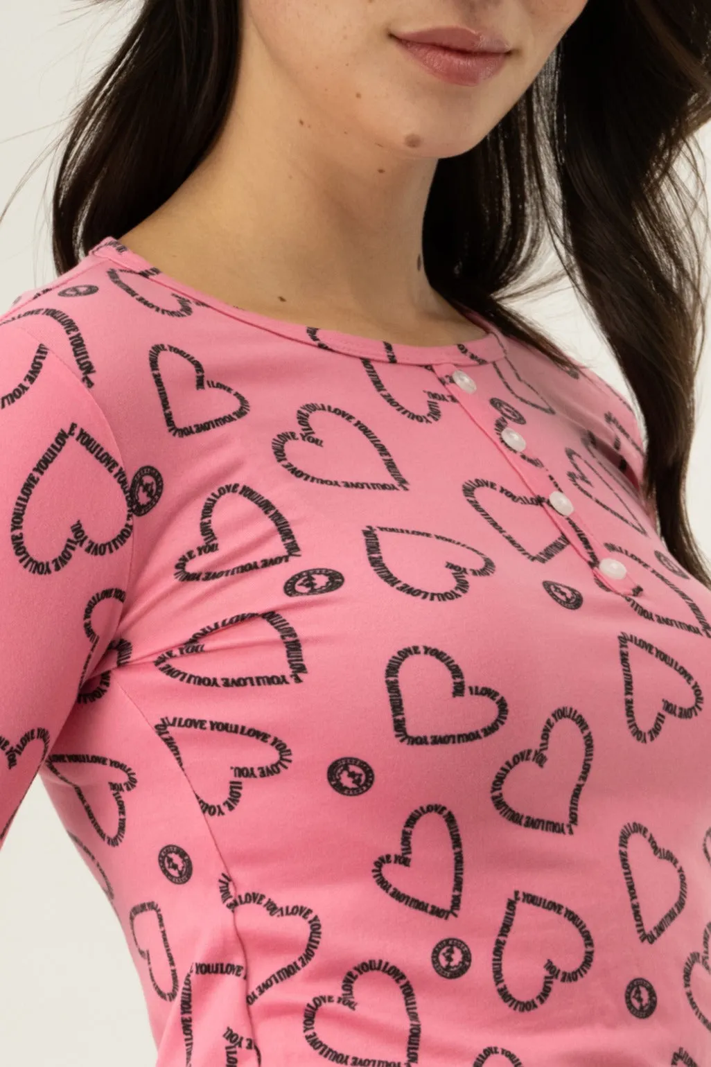 Long Sleeve Heart Print Pajama Top - Magenta sold by Fairweather product image thumbnail 4