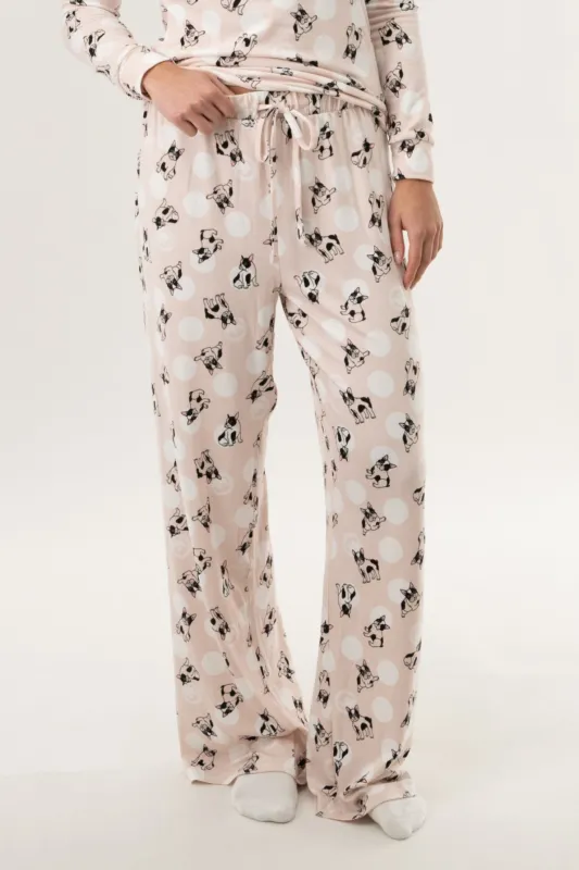 Dog Print Pajama Pants - Pink made by Fairweather