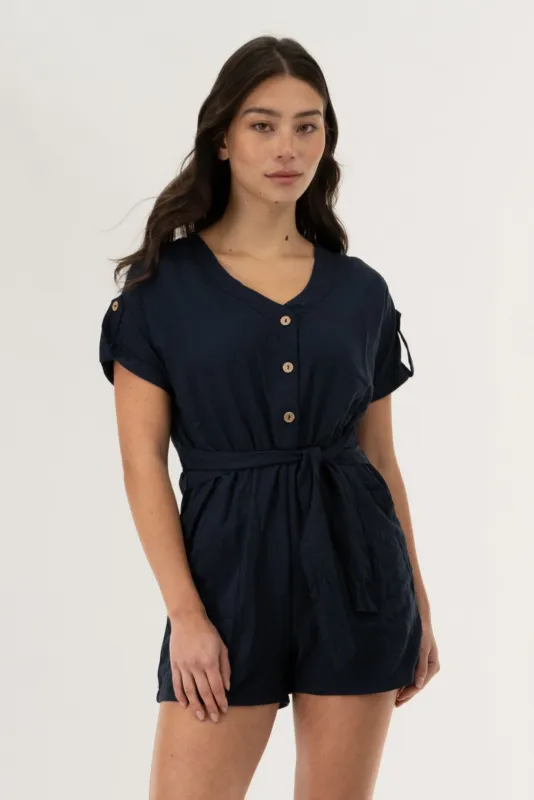 Stylexchange Short Sleeve Romper - Navy made by Fairweather
