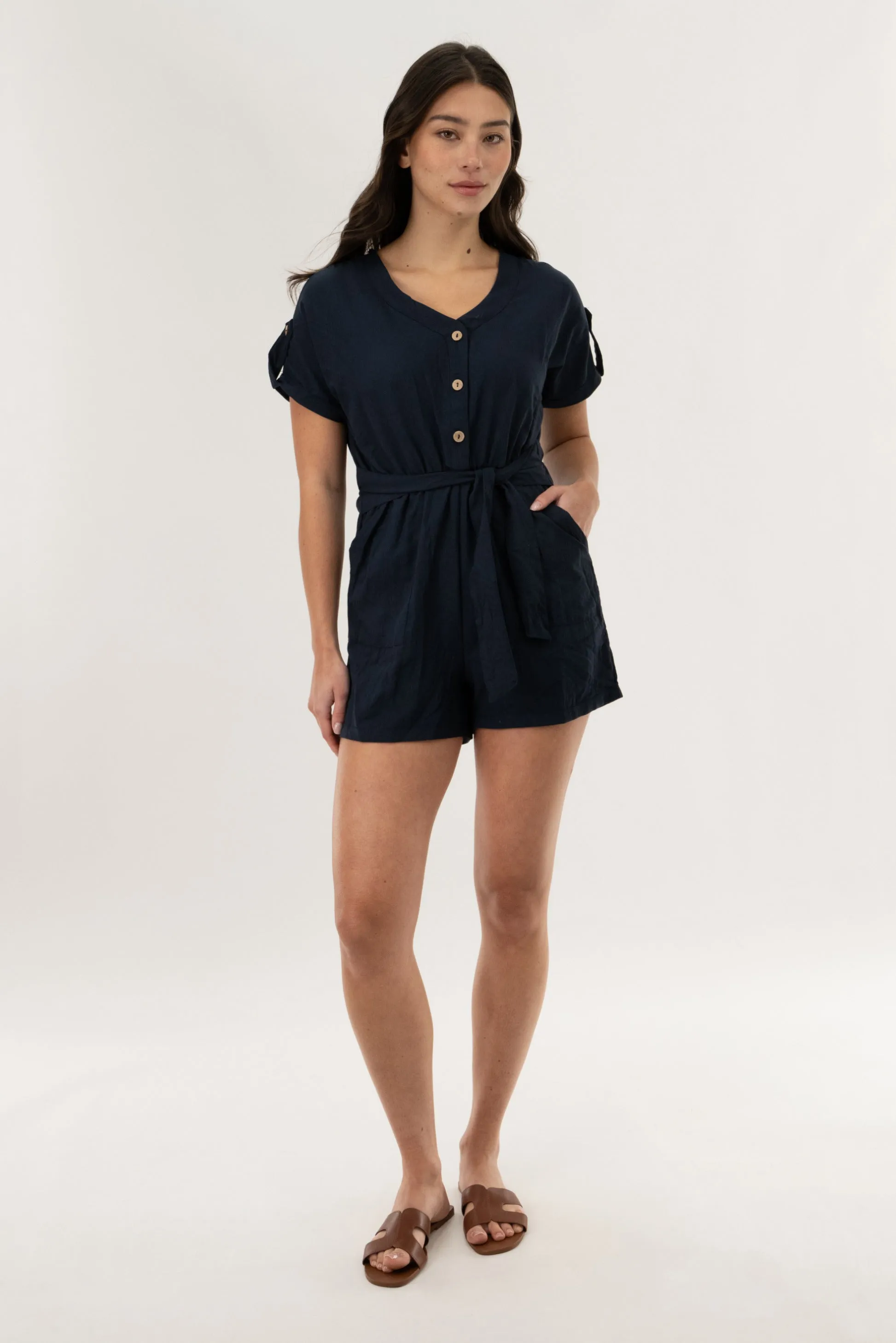 Stylexchange Short Sleeve Romper - Navy sold by Fairweather product image thumbnail 5