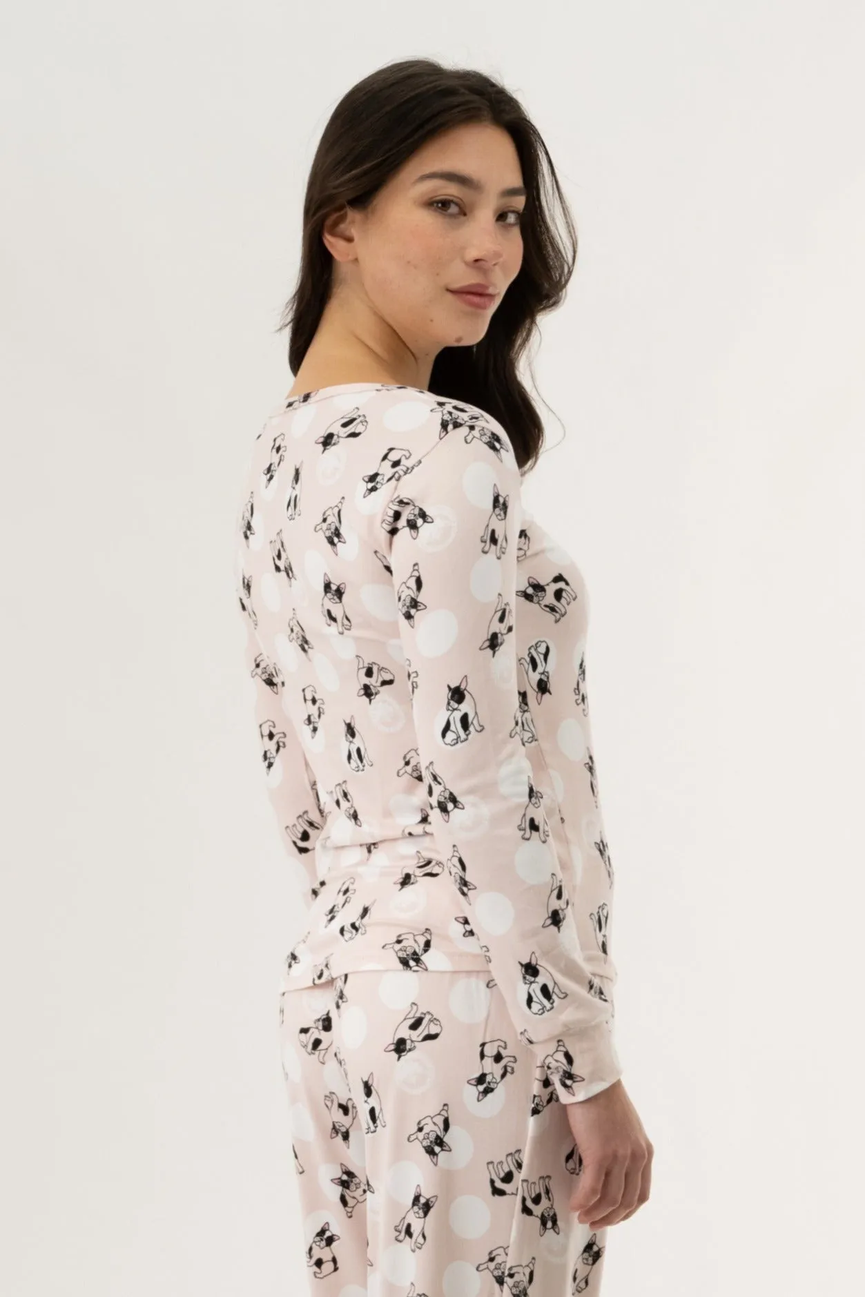 Long Sleeve Dog Print Pajama Top - Pink sold by Fairweather product image thumbnail 3