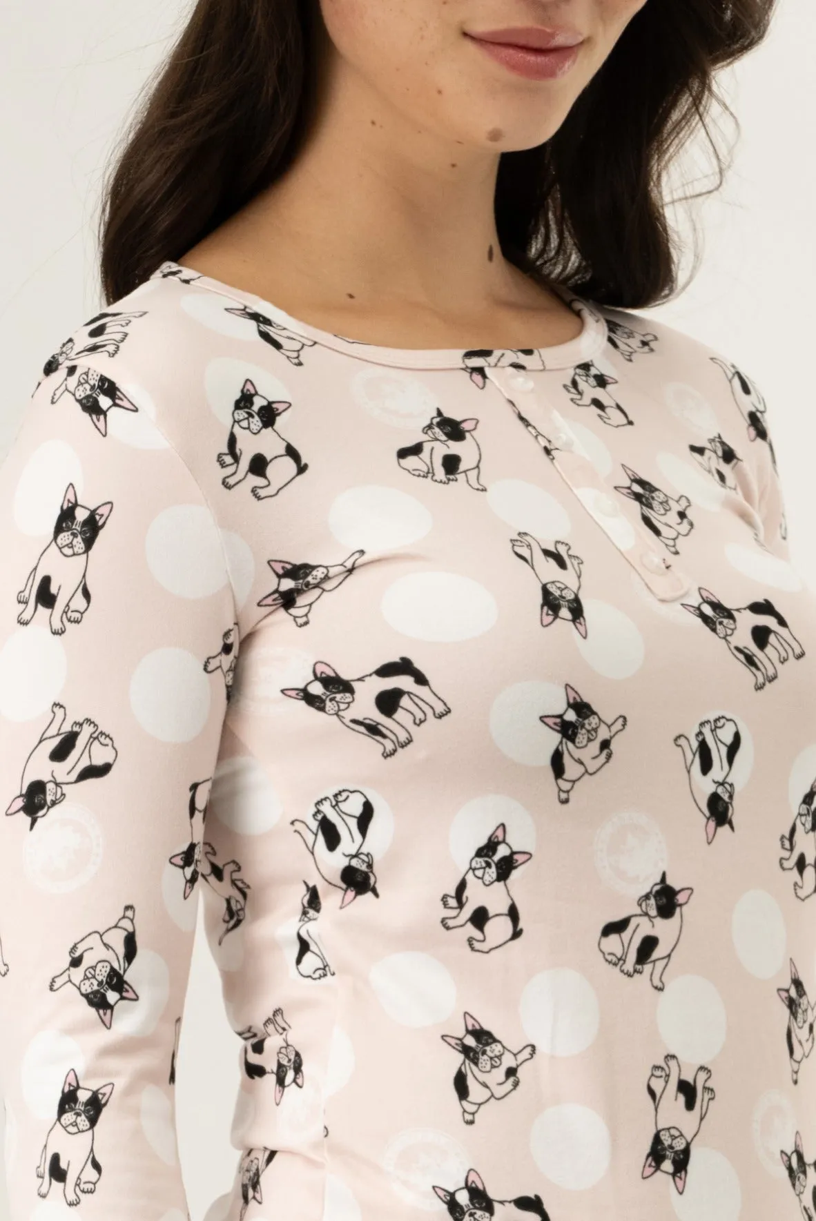 Long Sleeve Dog Print Pajama Top - Pink sold by Fairweather product image thumbnail 4